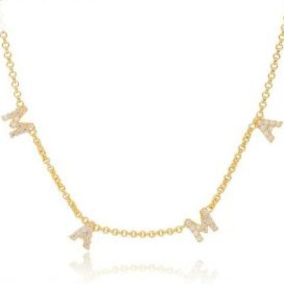 RACHEL ZOE 'MAMA' Gold Cubic Zirconia Necklace - Picture 1 of 6